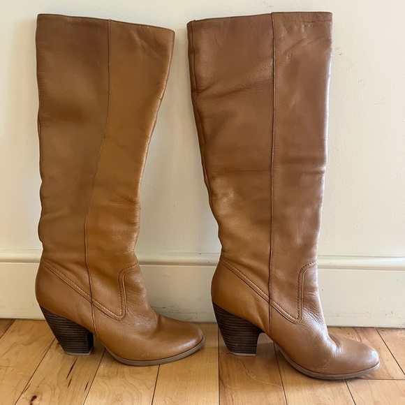 Nine West Camel Cognac Leather Western Tall Boots | Size 6 - Picture 1 of 9